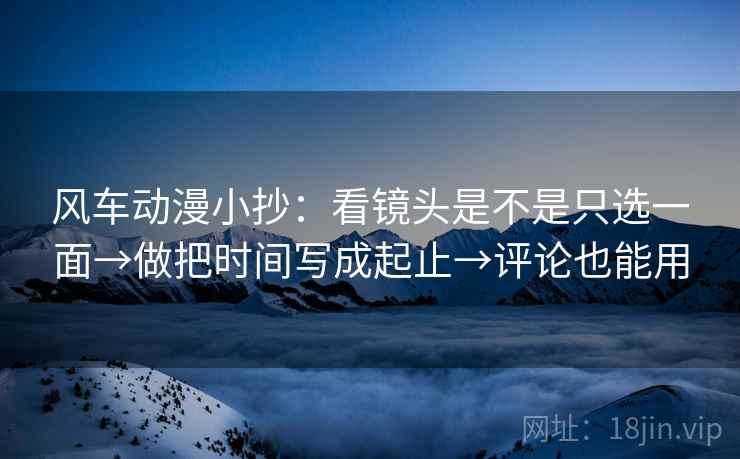 风车动漫小抄：看镜头是不是只选一面→做把时间写成起止→评论也能用