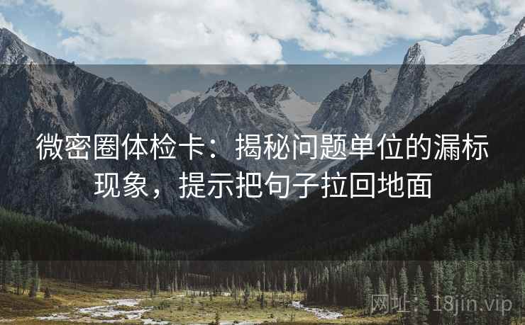 微密圈体检卡：揭秘问题单位的漏标现象，提示把句子拉回地面