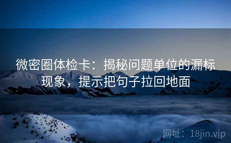 微密圈体检卡：揭秘问题单位的漏标现象，提示把句子拉回地面